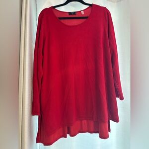 Tahari Vibrant Red Long Sleeve Sweater Size 1X